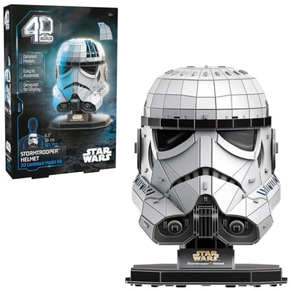 4D Build Star Wars Stormtrooper Helmet 3D Puzzle Model Kit, Room Display | 121 Premium Cardstock Pieces, No Tools Required, Immersive 3D Building Hobby, Ultimate Collectible Fan Gift For Ages 12+ - style: Stormtrooper Helmet 121 pcs