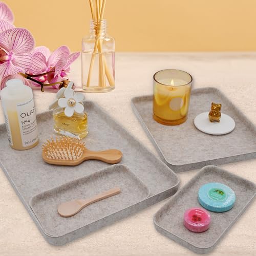 Welaxy Felt Nightstand Organizer 4pc Oatmeal Entryway Caddy DND Dice Tray - color: Oatmeal