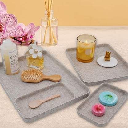 Welaxy Felt Nightstand Organizer 4pc Oatmeal Entryway Caddy DND Dice Tray - color: Oatmeal