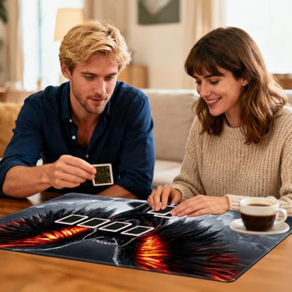 for MTG Playmat TCG Card Game Mat with Stitched Edges,Board Game Mats Non-Slip Waterproof Rubber Base 24 x 14 inch for CCG RPG DTCG Trading Card,Dark Wolf Wings - color: Dark Wolf Wings