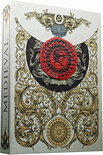 Medieval Playing Cards with Unique Seal and Free Card Game eBook, Stand Out with Cool Poker Cards, Black Deck of Playing Cards, Unique Illustrated Designs for Kids & Adults, Playing Card Decks - color: Gold