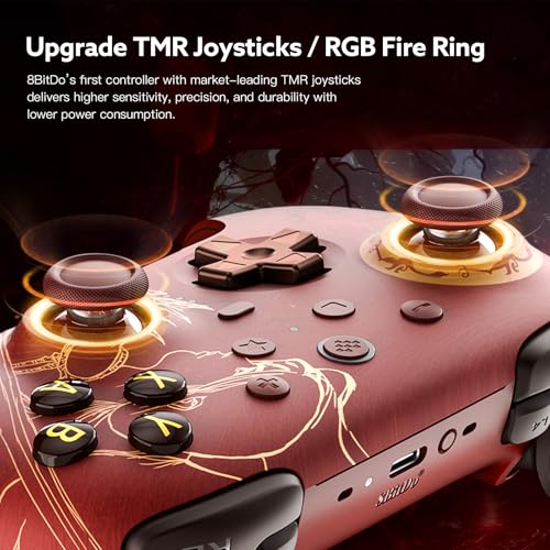8Bitdo Ultimate 2 Wireless 2.4G Controller - WUCHANG: Fallen Feathers | For Windows PC, Apple, Steam & Android, TMR Joystick, Star-Ring RGB Lights, Adjustable Trigger Locks, Charging Dock Included - color: Fallen Feathers