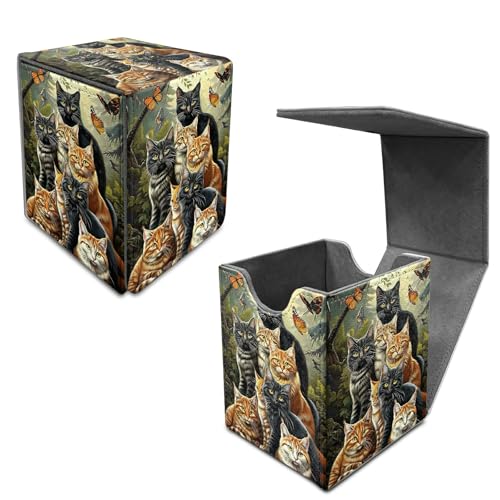 7 Cats Commander Deck Case, for Trading Cards - leather Magnetic Card Storage with Enclosure for 100+ Sleeved Cards - color: Card Deck Box-585
