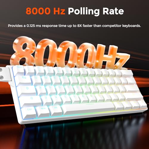 DAREU EK60 HE Rapid Trigger Gaming Keyboard Wired, 0.01mm RT Accuracy Adjustable, Hall Effect Magnetic Switch Hot Swappable, SOCD, 8000Hz Polling, RGB Backlit, 60% Compact Design for Laptop/PC - color: White