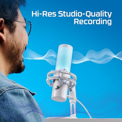 HyperX Quadcast 2 Frost – USB Microphone for Gaming, Streaming and Podcasting, with On-Board Controls, LED Lighting, Removable Shock Mount