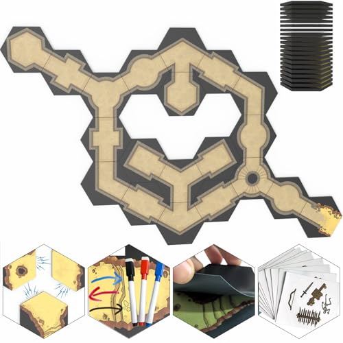Modular Magnetic Locking DND Map Tiles for Dungeons & Dragons Game | Double-Sided | Fog of War | Dry-Erase | Static Cling Stickers - Under-Citadel - style: Under-Citadel
