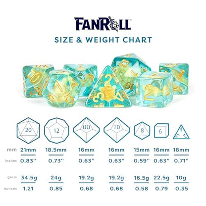 FanRoll 16mm Resin Poly DND Dice Set: Turtle Dice, Role Playing Game Dice for Dungeons and Dragons