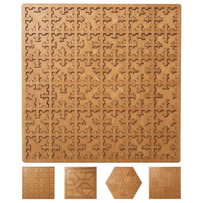 Fractal Tray Puzzle, Fractal Puzzles for Adults, Irregular Wooden Jigsaw, Mind Bending Hilbert Curve Puzzle, Challenging Portable Brain Training Game (GeoPuzzle) - style: GeoPuzzle