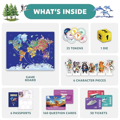 Stamp It! World Tour, Educational Map Geography Board Game for Kids 8-12 | Family, classroom & homeschool essential, learning gift, travel across the world, collect stamps & practice geography trivia
