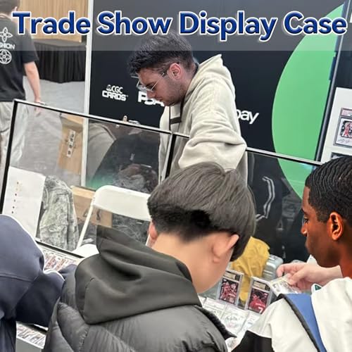 34"x22" Aluminum Card Display Case for Baseball MTG Collectible Cards with Bag, XL Table Top Trade Show Display Case with Lock for Graded Sports Card Jewelry Craft Collectibles-Black Lining