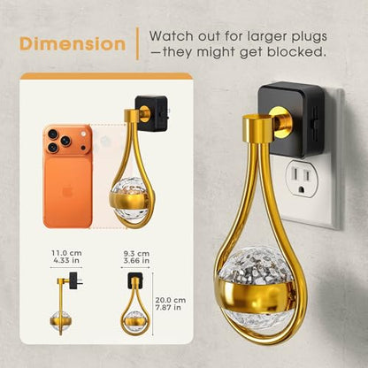 Briignite LED Night Lights Plug into Wall, 330° Rotating Night Light | Dusk to Dawn Sensor, 0-100LM Dimmable Nightlight Adjustable Brightness, 3000K Warm White for Hallway, Bedroom, Stairway - color: Gold Drop