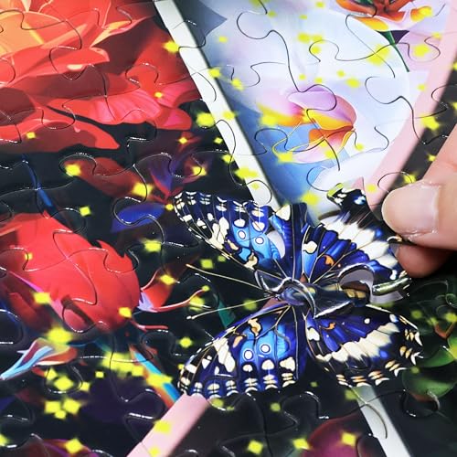 Think2Master Colorful Flowers Succulents & Butterflies 500 Pieces Very Large Pieces Jigsaw Puzzle for 13+ Adults & Seniors. Beautiful Vibrant Heart Valentine's Day Illustration 26.8” X 18.9” - style: Flowers & Succulents