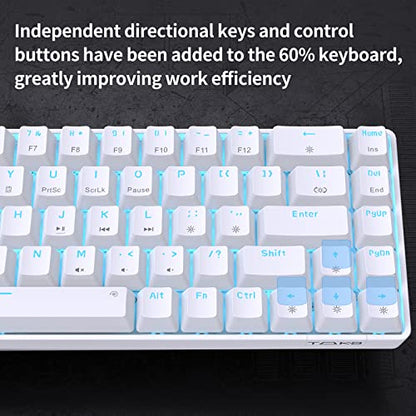 DIERYA T68SE 60% Gaming Mechanical Keyboard,Ultra Compact Mini 68 Key with Blue Switches Wired Keyboard,Anti-Ghosting Keys, for Windows Laptops and PC Gamers,White - color: White/Blue Switch, size: Wired