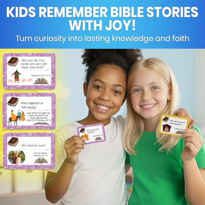 Quokka Trivia Game for Families - Fun Educational Trivia Cards | Bible Game with 300 Engaging Card Questions - Christian Kids Games for Sunday School and Homeschool to Learn About Scripture - color: Blue