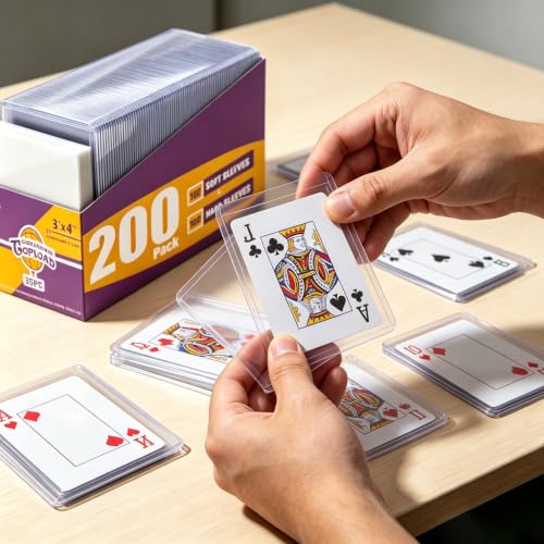 200 Card Sleeves Top Loaders for Cards, 3"x4" Card Holder (100Soft+100Hard) | Premium Card Protector, Playing Cards Holders, Fits 2.5"x3.5" Sized Standard Collectible Trading Baseball Sports Game Cards - size: 100 Soft + 100 Hard
