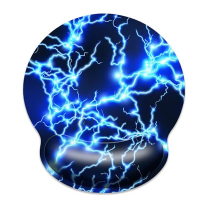 Gaming Mouse Pad Wrist Support,Ergonomic Mouse Pad with Wrist Rest,Comfortable Mousepad with Smooth Wrist Rest,Pain Relief Mouse Pads for Non-Slip Base,Computer,Laptop,Office，Home（Blue Lightning） - color: Blue lightning