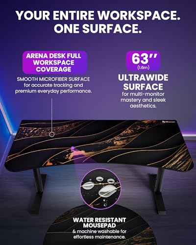 Arozzi Arena Gaming Desk Pad D013 | Full Desk Mouse Pad, Washable Desk Mat, Anti-Slip Rubber Base, Water-Resistant Surface - color: D013