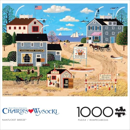 Buffalo Games - Charles Wysocki Nantucket - 1000 Piece Puzzle for Adults | Precision-Cut Pieces for Smooth Assembly, Full-Size Poster, Made in USA, Minimal Dust, Adult Jigsaw Puzzles 1000 Pieces