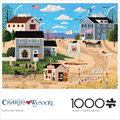 Buffalo Games - Charles Wysocki Nantucket - 1000 Piece Puzzle for Adults | Precision-Cut Pieces for Smooth Assembly, Full-Size Poster, Made in USA, Minimal Dust, Adult Jigsaw Puzzles 1000 Pieces