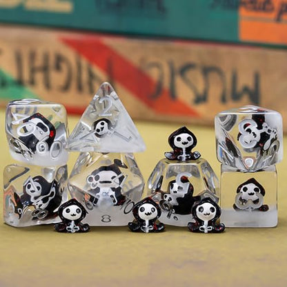 D&D Resin Dice Set, Ghost Polyhedral Dice for Dungeons and Dragons, RPG, MTG DND 7-DIE (D4, D6, D8, D10, D12, D20, D%) - color: Ghost