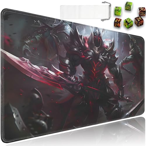 for MTG Playmat + Drawstring Travel Pouch + 6 Dice Counter, for Tabletop Trading Card Game Playmats or Mouse Pad, Anti-Slip Rubber 24 x 14 in, The Dark Knight for TCG Playmat (No with Zone) - color: JV-Playmat-6-1-I237