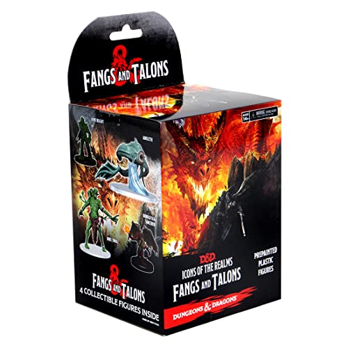 WizKids D&D Icons of The Realms Miniatures: Fangs and Talons Individual Booster, Black - style: Booster