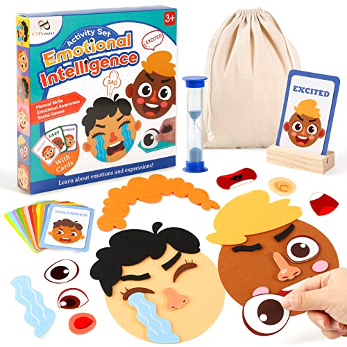 PP OPOUNT Social Emotional Learning Toy, Funny Faces Games | with 28 Facial Expressions and 12 Emotional Flashcards, Preschool Learning Activities Toy to Express Emotions for Kids Age 3+ - style: 1
