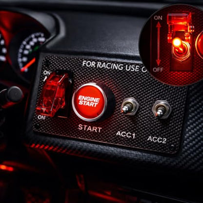 MGI SpeedWare 12V Racing Ignition Switch Panel with Push Start – Toggle Panel Kit for Race Car, Truck, & Boat (4-Switch) - size: 4-Switch