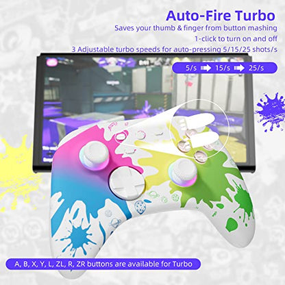 Mytrix Wireless Switch Controller fo Switch, Windows PC iOS Android Steam/Steam Deck, 7 Color RGB Lighting Pro Controller with Turbo, Motion, Vibration, Wake-Up, Headphone Jack (Tri-color) - color: Tri-Color