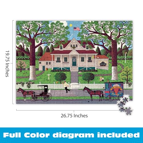Buffalo Games Charles Wysocki - Ice Cream & Hopscotch - 1000 Piece Jigsaw Puzzle - 26.75 x 19.75 in, Bonus Poster - Adult Jigsaws - Recycled Board - 1000 Piece Puzzle for Adults