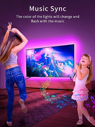 KANTUTOE TV LED Backlight, 9.84ft LED Lights for 32-45 Inch TV, RGB TV Backlight with Remote, Music Sync Bluetooth APP Control Strip Lights USB Powered for Bedroom Gaming Room Decor - size: 9.84FT for 32"-45" TV