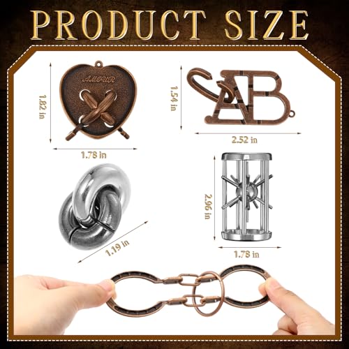 24 Pcs Metal Brain Teaser Puzzles Assortment for Adults Difficult Magic Puzzles Highly Hard Brain Games Iq Logic Test Disentanglement Game for Mind Challenge(Novelty) - style: Novelty