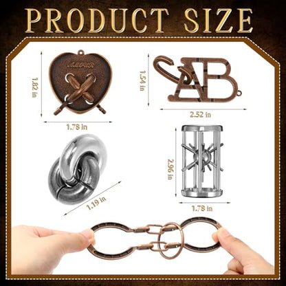 24 Pcs Metal Brain Teaser Puzzles Assortment for Adults Difficult Magic Puzzles Highly Hard Brain Games Iq Logic Test Disentanglement Game for Mind Challenge(Novelty) - style: Novelty