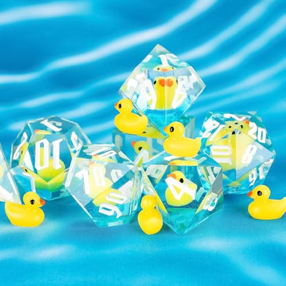 Cusdie Sharp Edge DND Dice, 7 PCs Yellow Duck Dice Set D&D D20 D12 D10 D8 D6 D4, Handcrafted Polyhedral Dice Set for RPG and Other Table Games(Yellow Duck) - color: Yellow Duck
