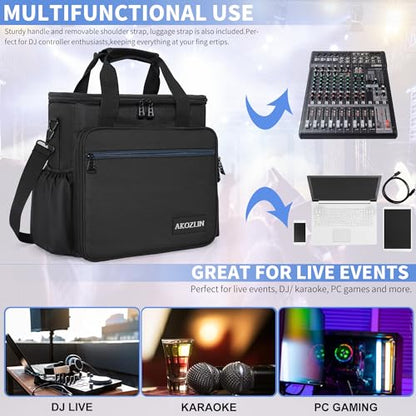 AKOZLIN Padded Mixer Gig Bag DJ Controller Travel Shoulder Bag Case 13"X13"X5.5"Fit For MG06, AG03, MG10X, Mix8, ProFX8 and More Equipment - size: 13"X 5.5"X13"