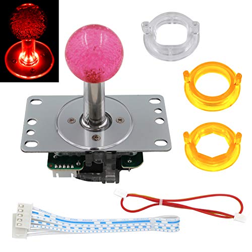 SJ@JX Arcade LED Joystick SANWA Style Fight Game Joystick LED Stick Retro Joy Circular Octagonal Limiter for Retro Pie Raspberry Pi MAME JAMMA - color: Red0
