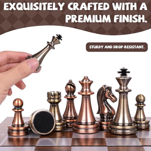 Magnetic Travel Chess Set, Folding Wooden Chess Board with Acrylic Pieces and Storage, Portable Chess Set for Adults and Kids, Classic Strategy Board Game Gift