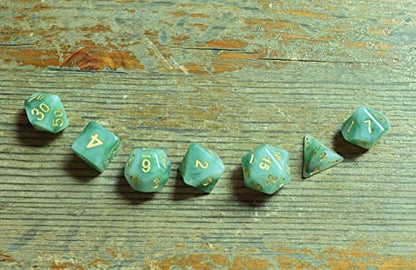 Polyhedral DND Dice Set Green Jade Dice Set for D&D Tabletop Games | Leather Storage Bag, Imitation Jade, DM Gift, for Dungeons and Dragons Role Playing Games - color: 7pcs Green Jade