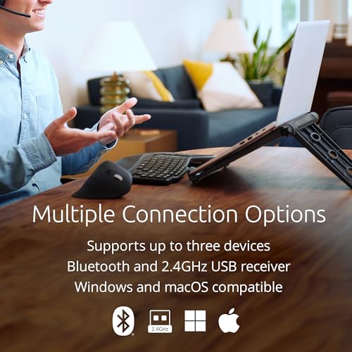 Kensington Pro Fit Ergo Wireless Keyboard KB675, Ergonomic, Rechargeable, Bluetooth & 2.4GHz Connection, Programmable Keys, Black, K75491US | Ergonomic layout, rechargeable, Bluetooth and 2.4GHz connection, programmable keys - style: rechargeable keyboard