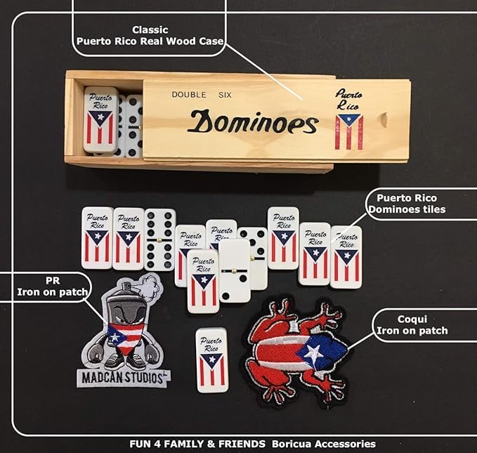 PRK 14 Puerto Rico Rican Flags Dominoes Domino de Puerto Rico Flag Value Pack Large Adult Size Double six Dominos Boricua Style