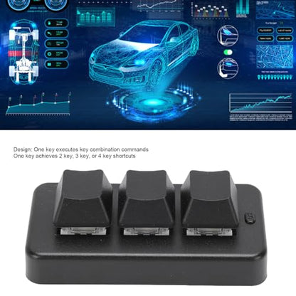 Bewinner 3 Key Macro Keypad, Mechanical Gaming Keypad, Programmable Mini Macro Pad with USB Wired & Bluetooth, One Handed Keyboard for Gaming, Copy Paste, Workflow Control, Compact (Black)
