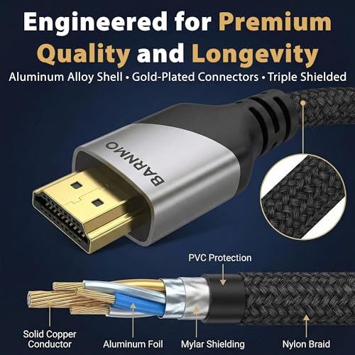 HDMI 2.1 8K Ultra High Speed Cable 3m/10ft 48 Gbps 8K 60 Hz 4K 120 Hz HDR10+ HDCP 2.3 eARC Dolby Vision, for PS5/Xbox/Switch 8K/4K TV, Laptop, PC Monitor, 4K UHD Blu-ray Player (3m/10ft) - size: 10 ft
