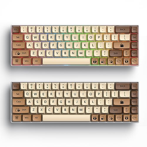 Coffee Cat PBT Dye-Sublimation Keycaps, XDA 138 Keys Custom | ANSI US standard Layout, for 61 64 68 87 104 108 Mechanical Keyboard, Durable wear-resistant , perfect for DIY builds - color: Cafe cat