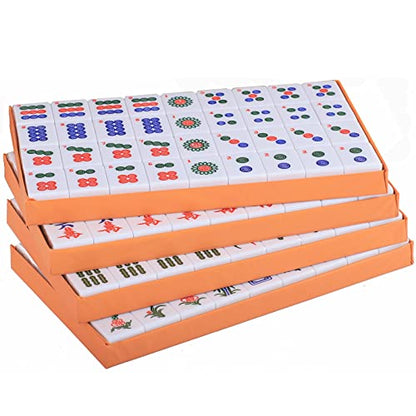 Chinese Mahjong Set, Mahjong Game Set with 146 Numbered Large Tiles (1.5", Green), Mahjong Tiles Set with Brown Carrying Case - color: Green Mahjong Set