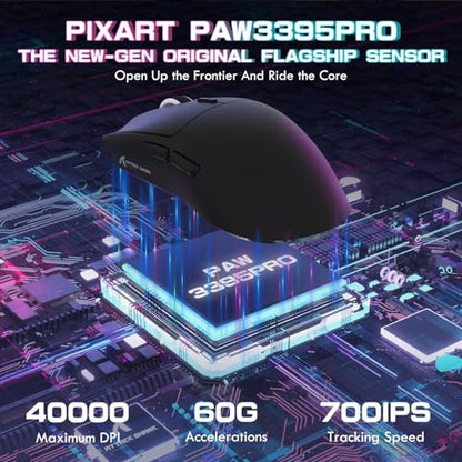 ATTACK SHARK X1 Ultralight Tri Mode Wireless 40000 DPI Gaming Mouse-Black | Magnetic RGB Charging Dock,PixArt PAW3395 Pro Sensor,BT/2.4Ghz/Wired,1K Polling,Optical Micro Switch,Driver for PC Mac Gamer - color: Black