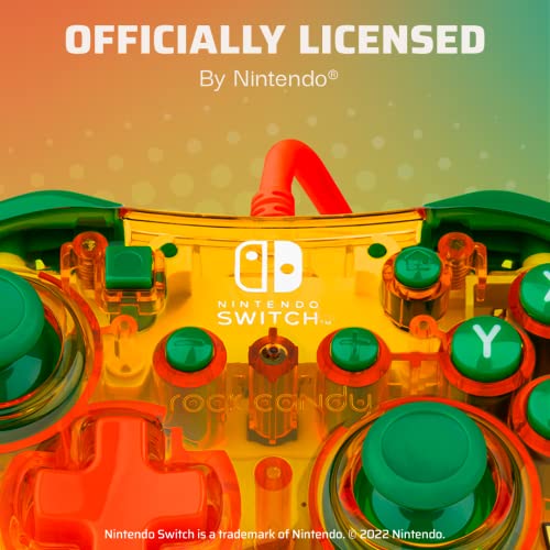 PDP Gaming Rock Candy Wired Power Nintendo Switch Pro Controller, Officially Licensed Lite/OLED Compatible Gamepad, Super Mario Brothers - Lemon Bomb Bowser (Orange/Green) - color: Lemon Bomb Bowser