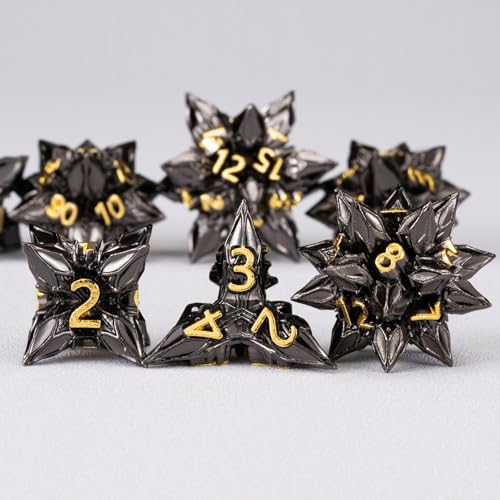 DND Dice Set Metal,Polyhedral D&D Metallic Heterotypic D and D Dice with Cracks for Dungeons and Dragons RPG TTRPG 7-Die Set with Gift (Heterotypic, Heterotypic-Black Nickel) - color: Heterotypic-black Nickel, style: Heterotypic