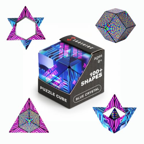 Shashibo DODECA Magnetic Puzzle Cube, Stress Relief Fidget Toy | 100+ Possible Shapes, Sensory Fidget Toy For Adults & Kids, Fun Shape Shifting Puzzle Box For All Ages - color: Blue Crystal, size: DODECA