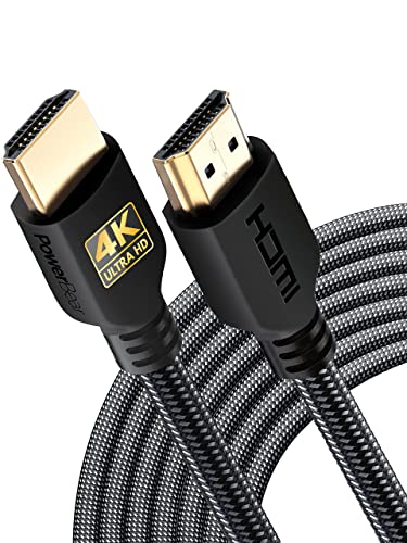 PowerBear 4K Long HDMI Cable 25 ft [2 Pack] High Speed, Braided Nylon & Gold Connectors, 4K @ 60Hz, Ultra HD, 2K, 1080P, ARC & CL3 Rated | for Laptop, Monitor, PS5, PS4, Xbox One, Fire TV, Apple TV - size: 25ft 2pack