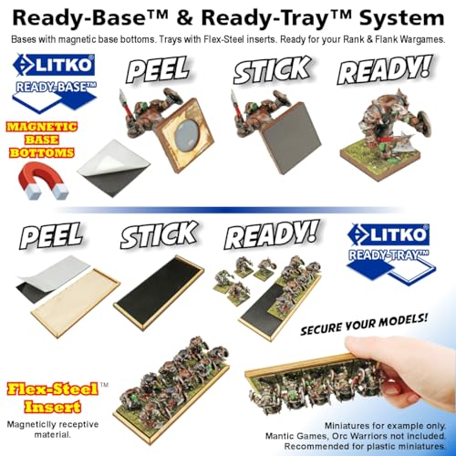 LITKO Ready Base Kit | Compatible with The Old World | 60x100mm Chariot | Twenty 3mm plywood bases + magnets | Magnetize minis for storage & steel trays | Infantry - style: 60x100mm Rectangular